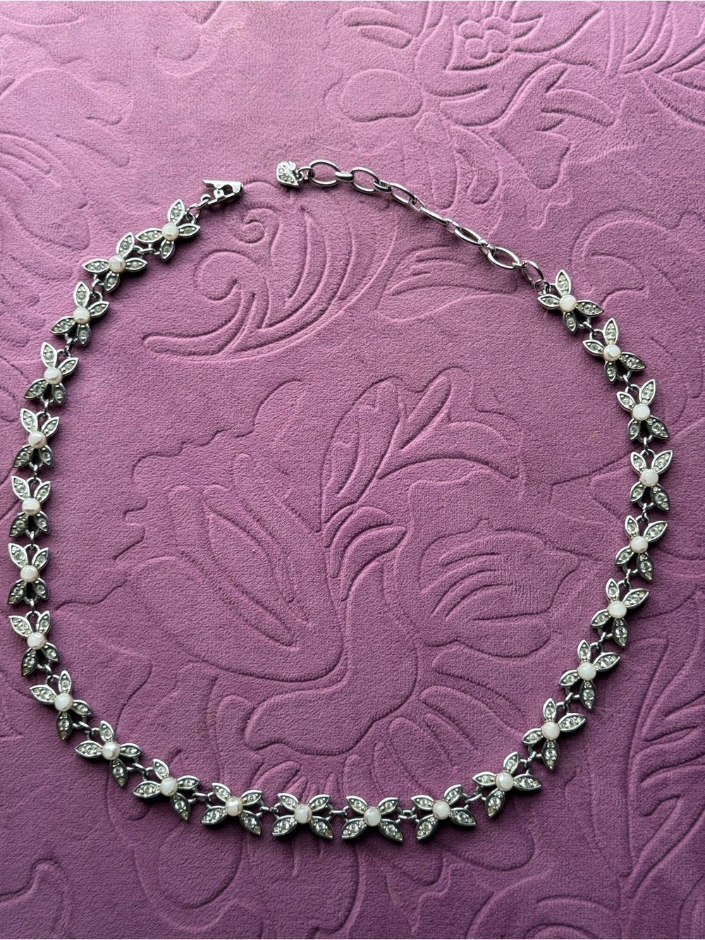 Swarovski Silver Floral Crystal Necklace